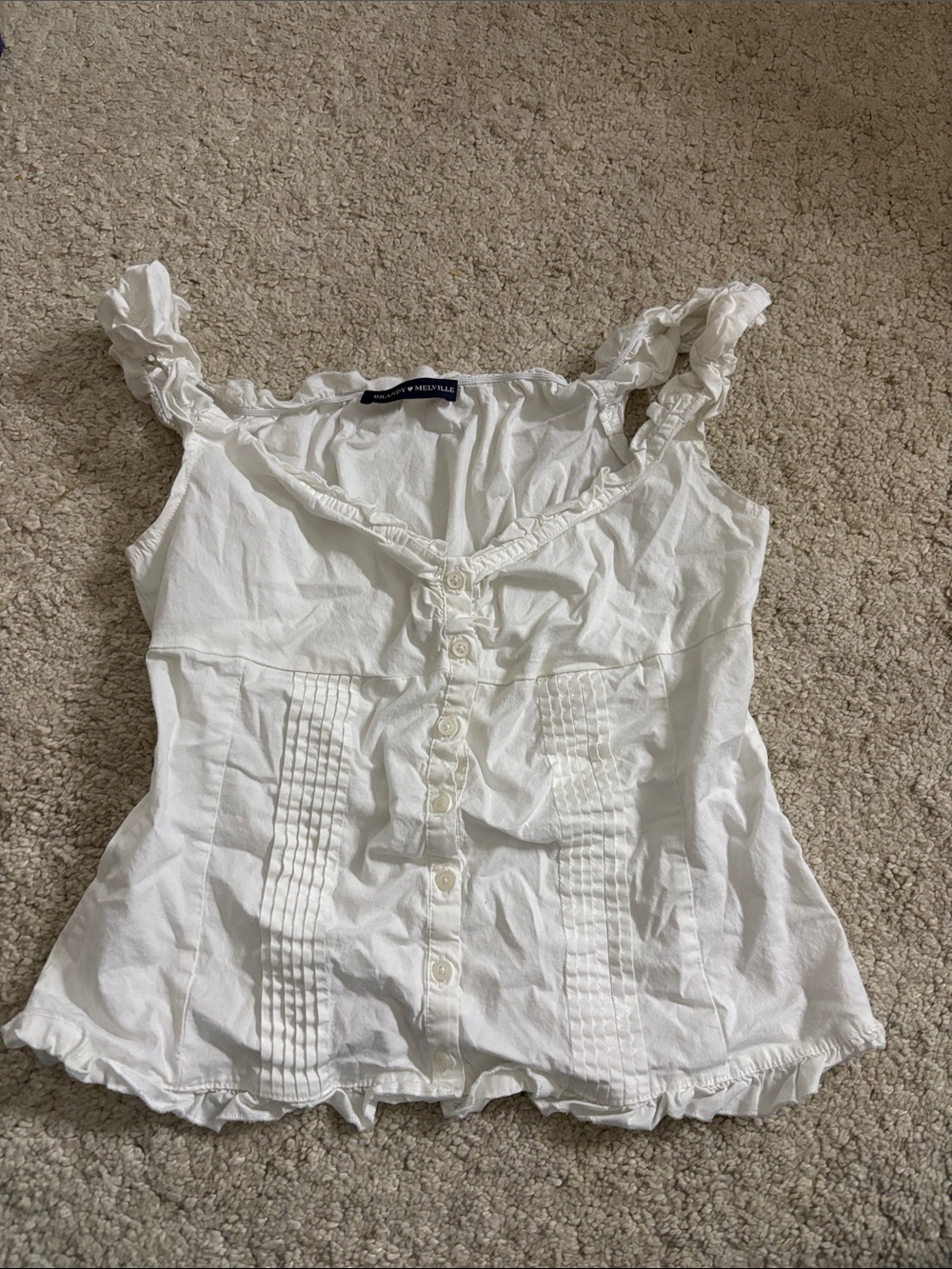 BRANDY MELVILLE white ruffle tank top